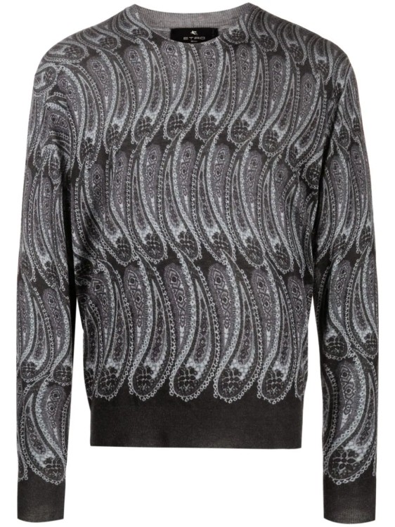 Shop Etro Gray Intarsia Knit Sweater In Grey