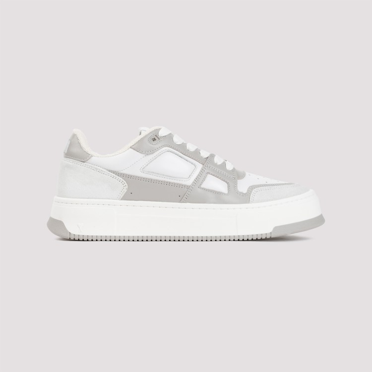 Shop Ami Alexandre Mattiussi New Arcade White Grey Leather Sneakers