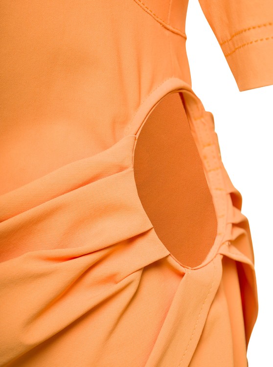 Shop Jacquemus Orange Mini Shirt Dress La Robe Camisa In Cotton Blend