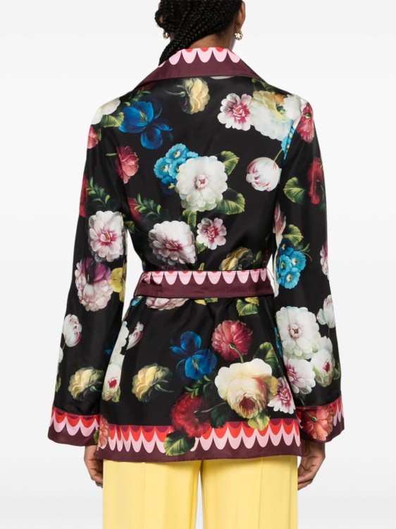 Shop Dolce & Gabbana Silk Belted Waist Cardigan In Multicolor
