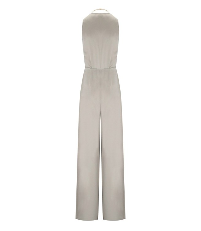 Shop Elisabetta Franchi Pearl Grey Jumpsuit With Accessory