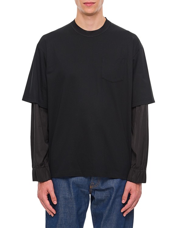 Shop Sacai Cotton Jersey Shirt In Black