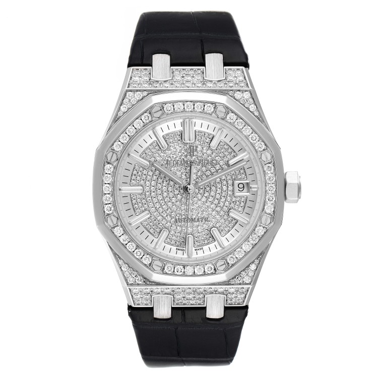 Audemars Piguet Royal Oak White Gold Diamond Mens Watch 15452bc Box Papers In Not Applicable