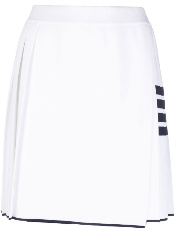 Thom Browne Tipping Pleated Wrap Mini Skirt In White
