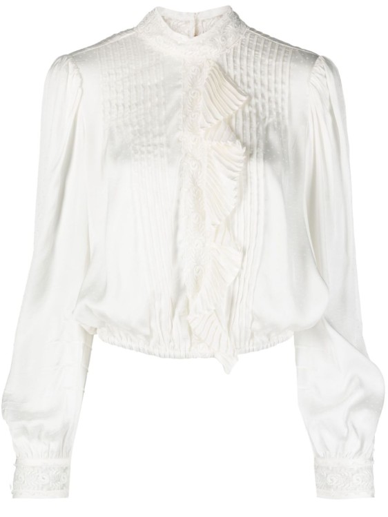 TWINSET WHITE LONG-SLEEVED BLOUSE