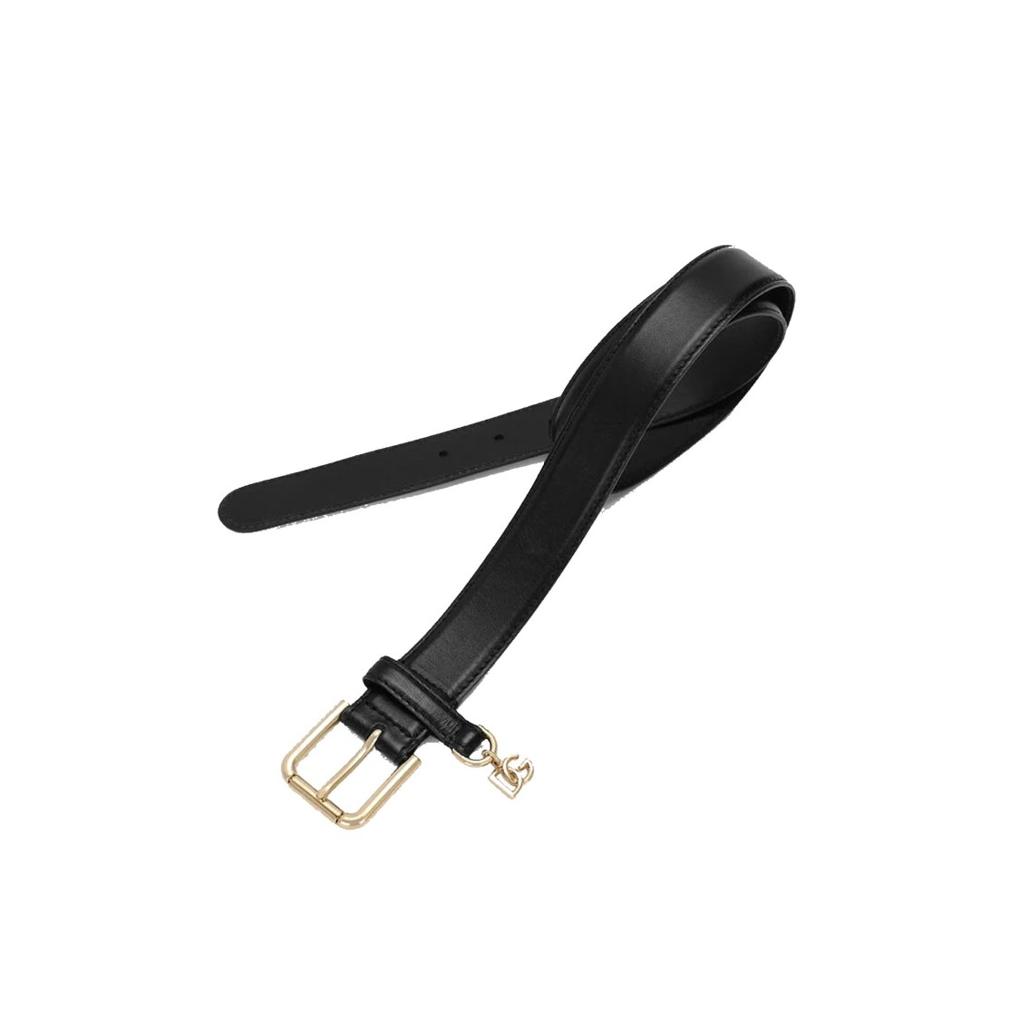 Dolce & Gabbana Adjustable Smooth Leather Belt With Gold-tone Buckle In Black