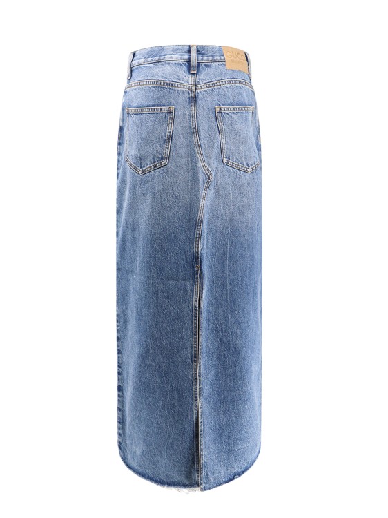 Shop Gucci Organic Denim Long Skirt With Made In Italy Label In Blue