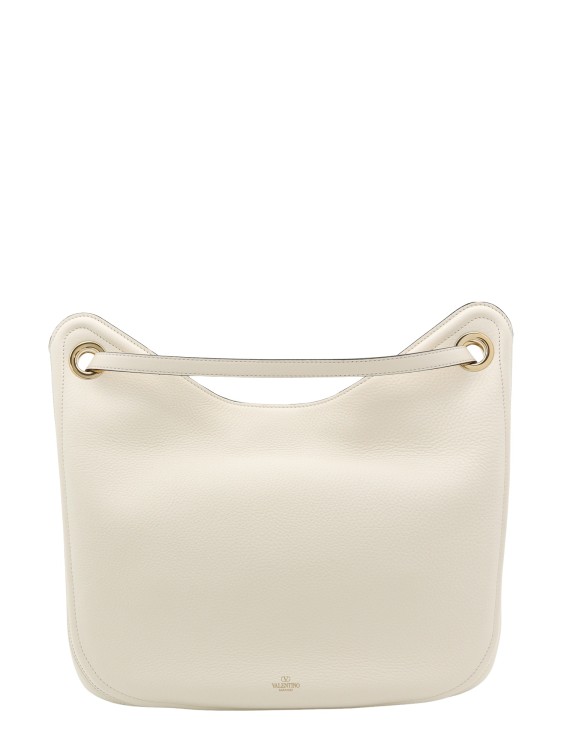 Shop Valentino Leather Shoulder Bag With Vlogo Signature Detail In Neutrals