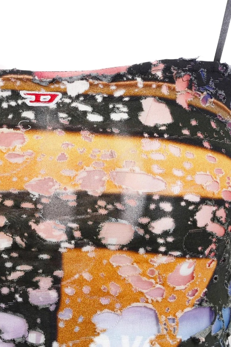 Diesel Deep Black Cotton Top In Multicolor