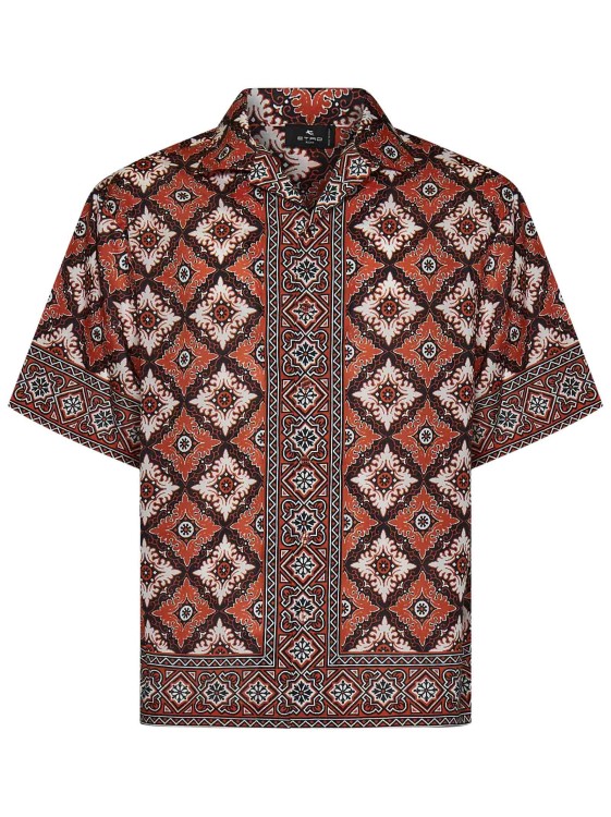 Shop Etro Red Medallion Print Bowling Shirt In Multicolor