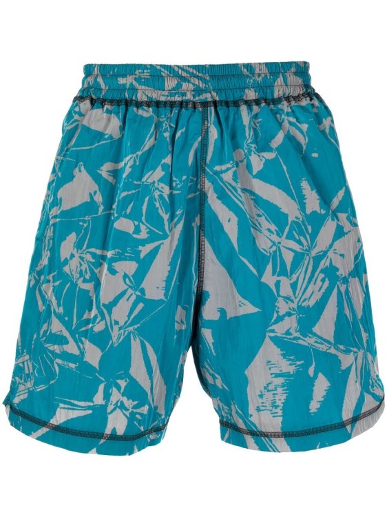 Shop Aries Abstract Pattern Elasticated Shorts In Blue