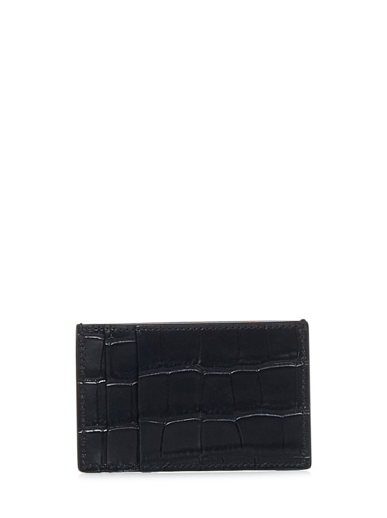 Shop Alexander Mcqueen Black Crocodile-embossed Calf Leather Card Holder