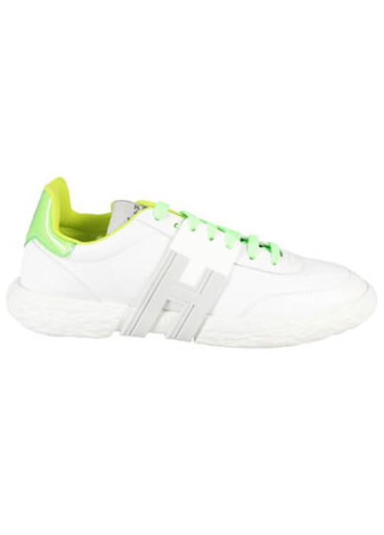 Shop Hogan White Sneakers Fluo Green