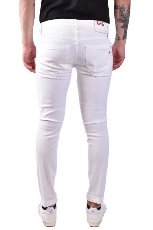 Shop Dondup White Cotton Jeans