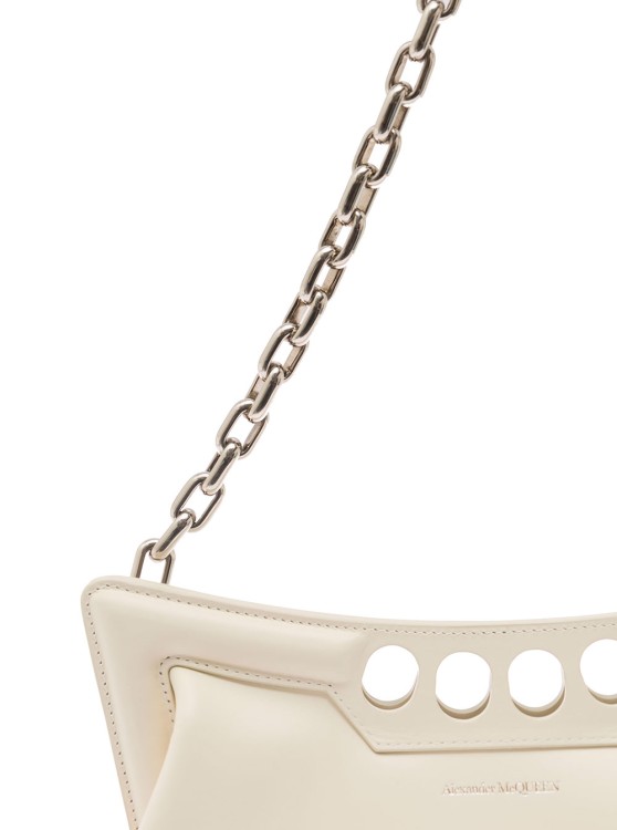 Shop Alexander Mcqueen White The Peak Small Tote Bag In White Leather In Neutrals