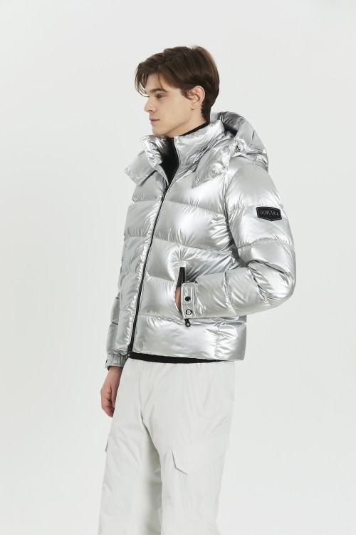 Shop Duvetica Down Puffer Jacket With Detachable Hood In Silver