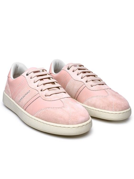 Shop Ferragamo Pink Leather Sneakers In Neutrals