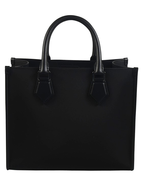 Shop Dolce & Gabbana Black/white Canvas Leather Trim Tote Bag