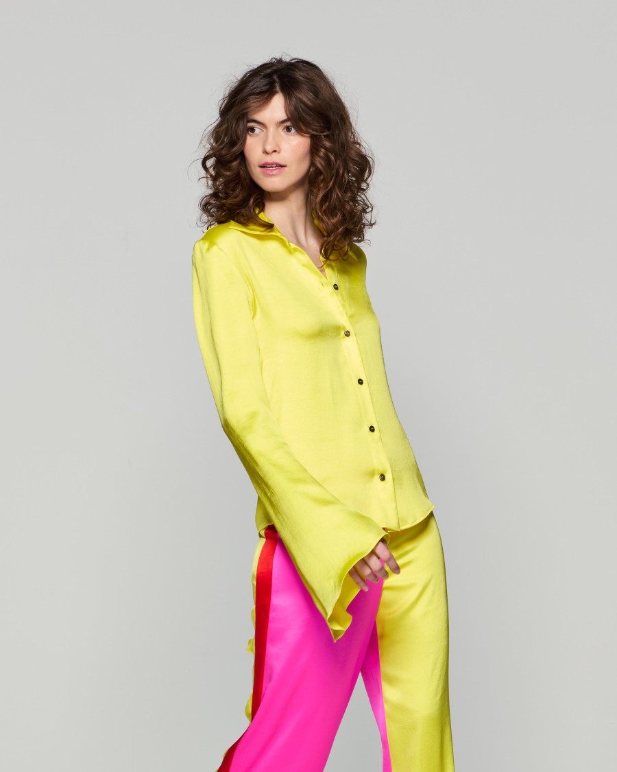 Shop Serena Bute Flared Sleeve Shirt - Bright Yellow