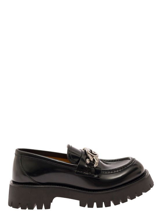 Gucci Interlocking G Chain Leather Loafers In Black
