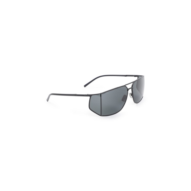 Saint Laurent Aviator Mask Sunglasses Double Bridge Slim Temples In Black