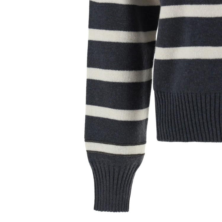 Brunello Cucinelli Striped Cashmere Sweater In Grey
