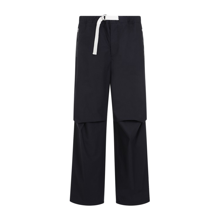 Shop Jil Sander Blue Navy Cotton Trousers In Black