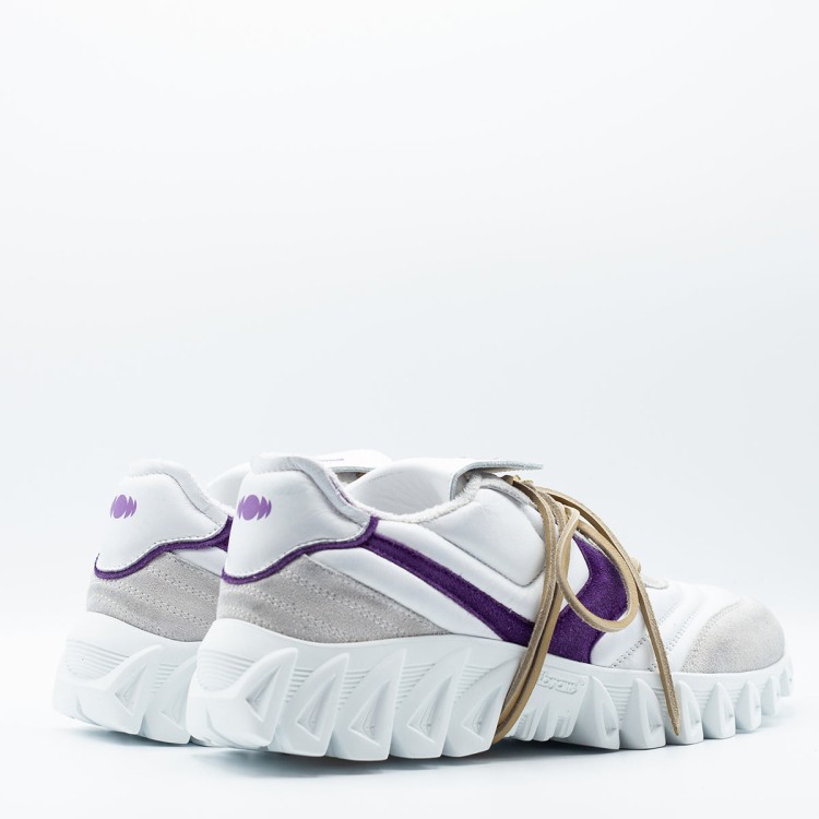 Pantofola D'oro White Soft Suede And Fabric Sneakers In White