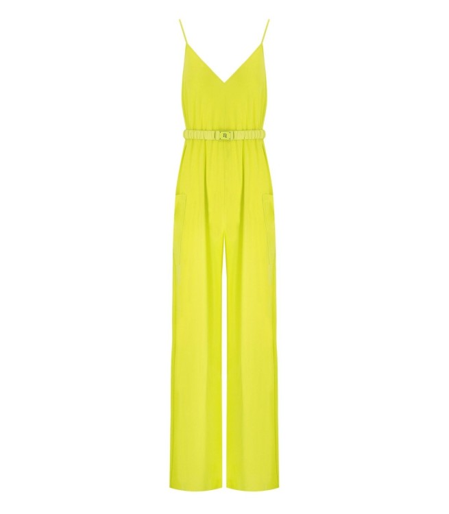 Shop Elisabetta Franchi Cedar Belted Jumpsuit In Yellow
