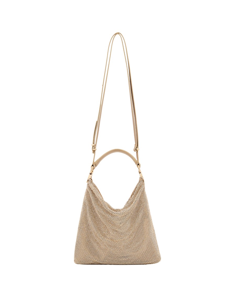 Shop Benedetta Bruzziches Bella Ciao Rhinestone Shoulder Bag In Gold