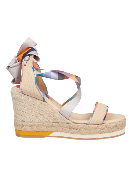 Paul Smith Ecru Colored Wedges With Multicolored Straps In Neutrals