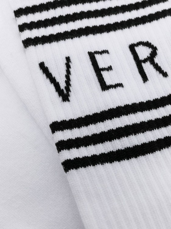 Shop Versace White Logo Socks