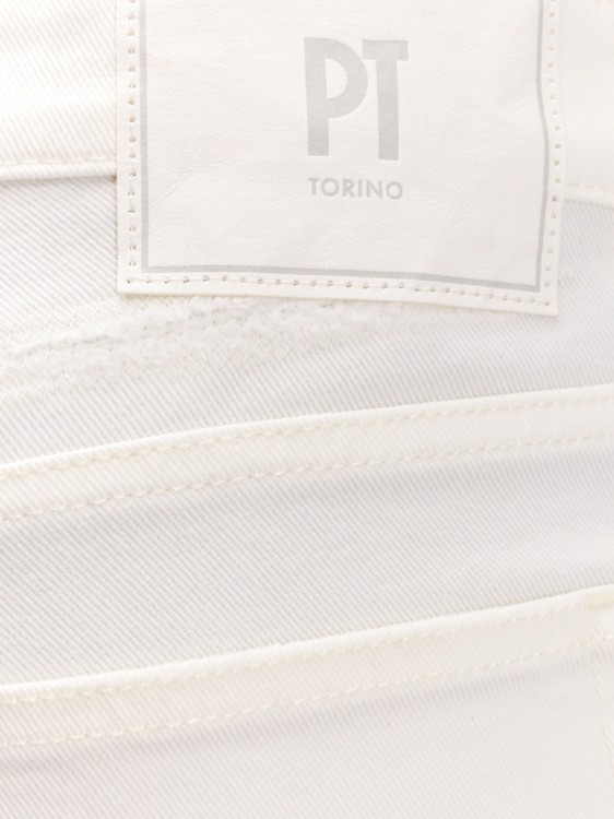 Shop Pt Torino Cotton Trouser With Ripped Effect In White