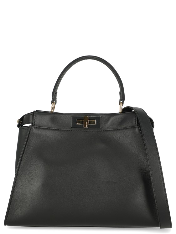 Fendi Peekaboo Leather Tote Bag In Black