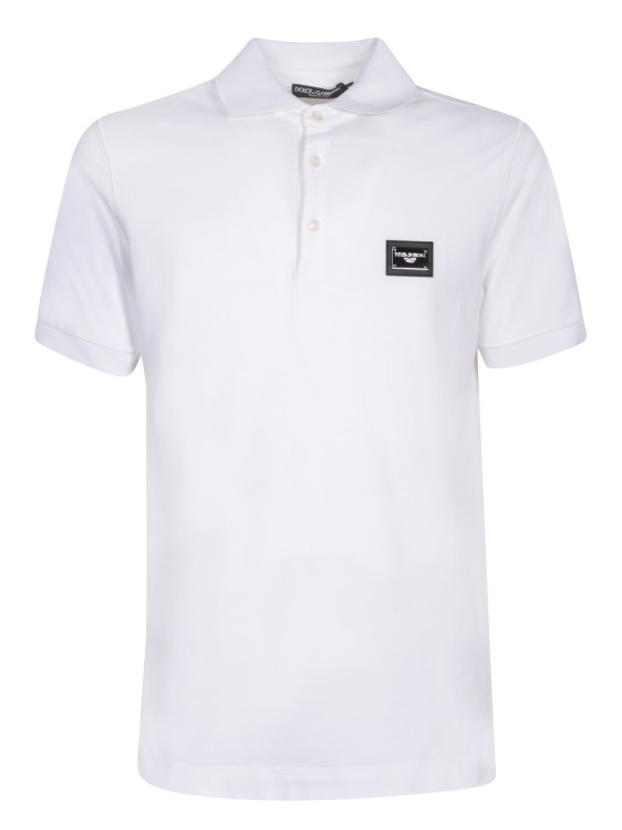 Shop Dolce & Gabbana Cotton Pique Polo Shirt In White