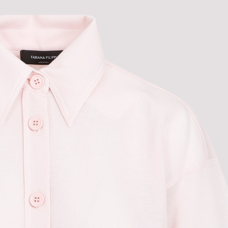 Shop Fabiana Filippi Pink Peony Cotton Shirt In White