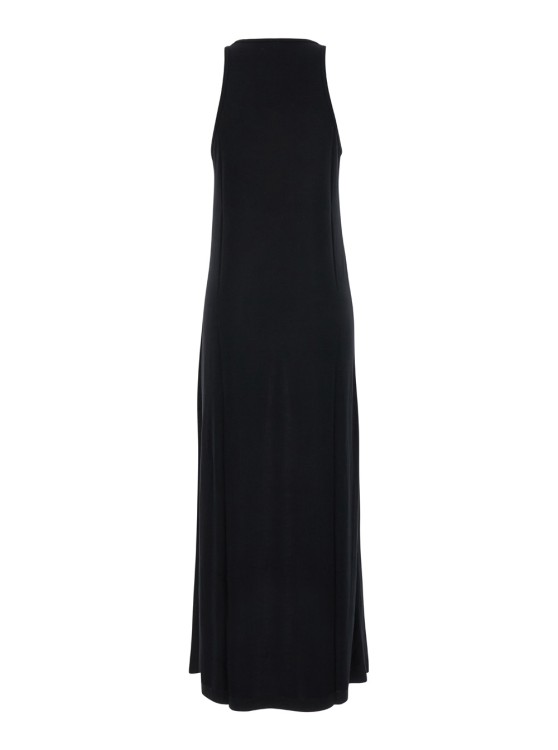 Shop Totême Long Black Dress With Scoop Neck In Jersey