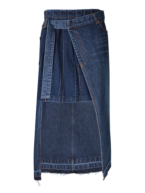 Sacai Denim Skirt With An Asymmetric Cut In Blue