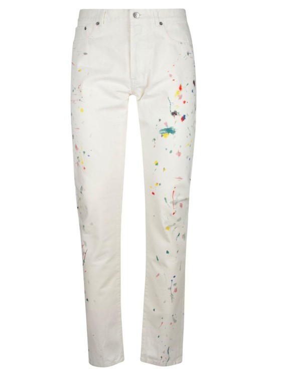 Shop Dior Paint Splash Slim Jeans In White