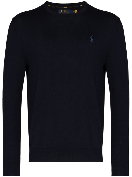 Shop Polo Ralph Lauren Navy Pony Jersey Sweater In Black