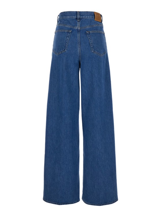 Shop Totême Blue Wide Jeans With Logo Patch In Denim
