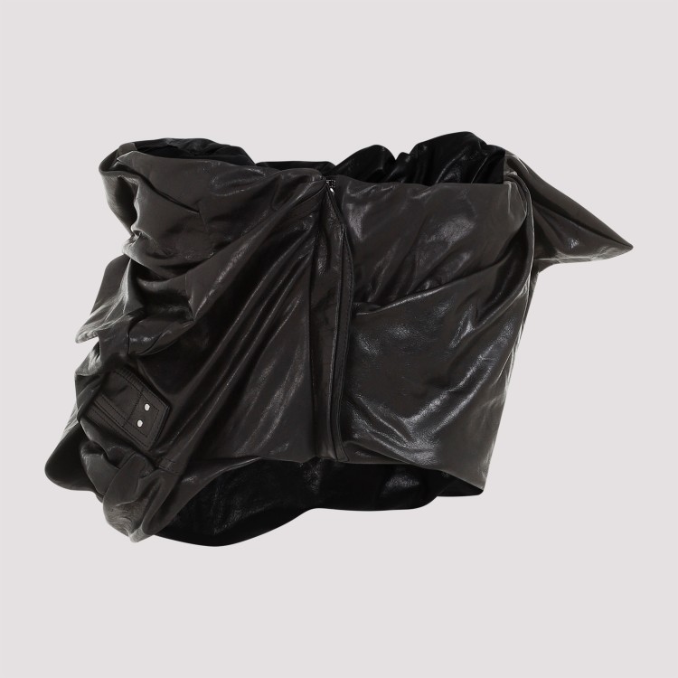 Rick Owens Black Draper Bustier Calf Leather Top In Black