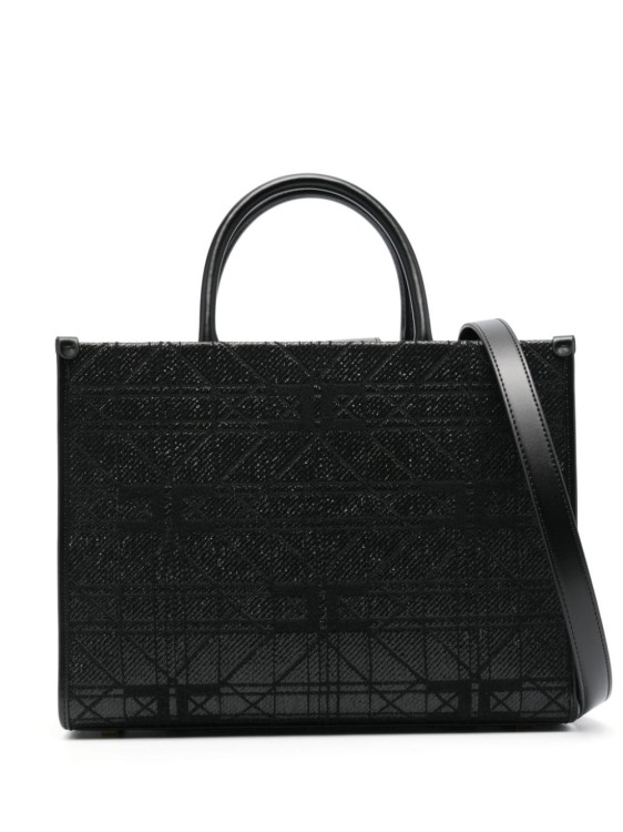 Shop Elisabetta Franchi Woven Raffia Bag In Black