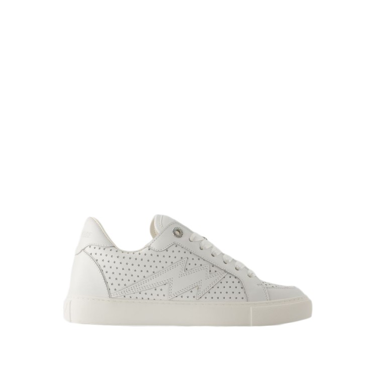 Shop Zadig & Voltaire La Flash Sneakers - Leather - White