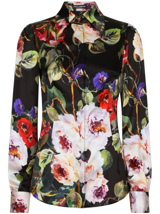 Shop Dolce & Gabbana Floral Print Silk Blend Shirts In Multicolor