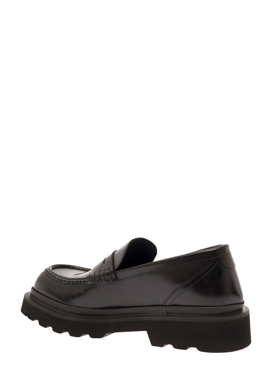 Shop Dolce & Gabbana Black Squared-toe Loafers With Chunky Platform In Leather
