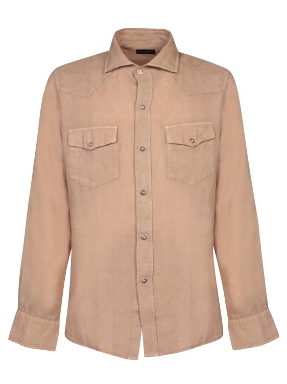 Shop Dell'oglio Texan Beige Linen Shirt In Brown