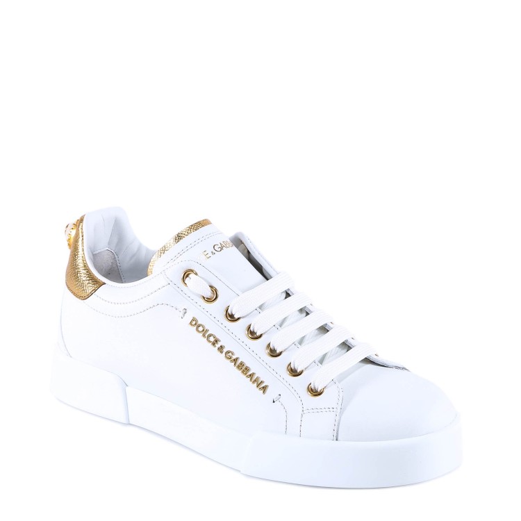 Shop Dolce & Gabbana White Leather Sneakers In Silver