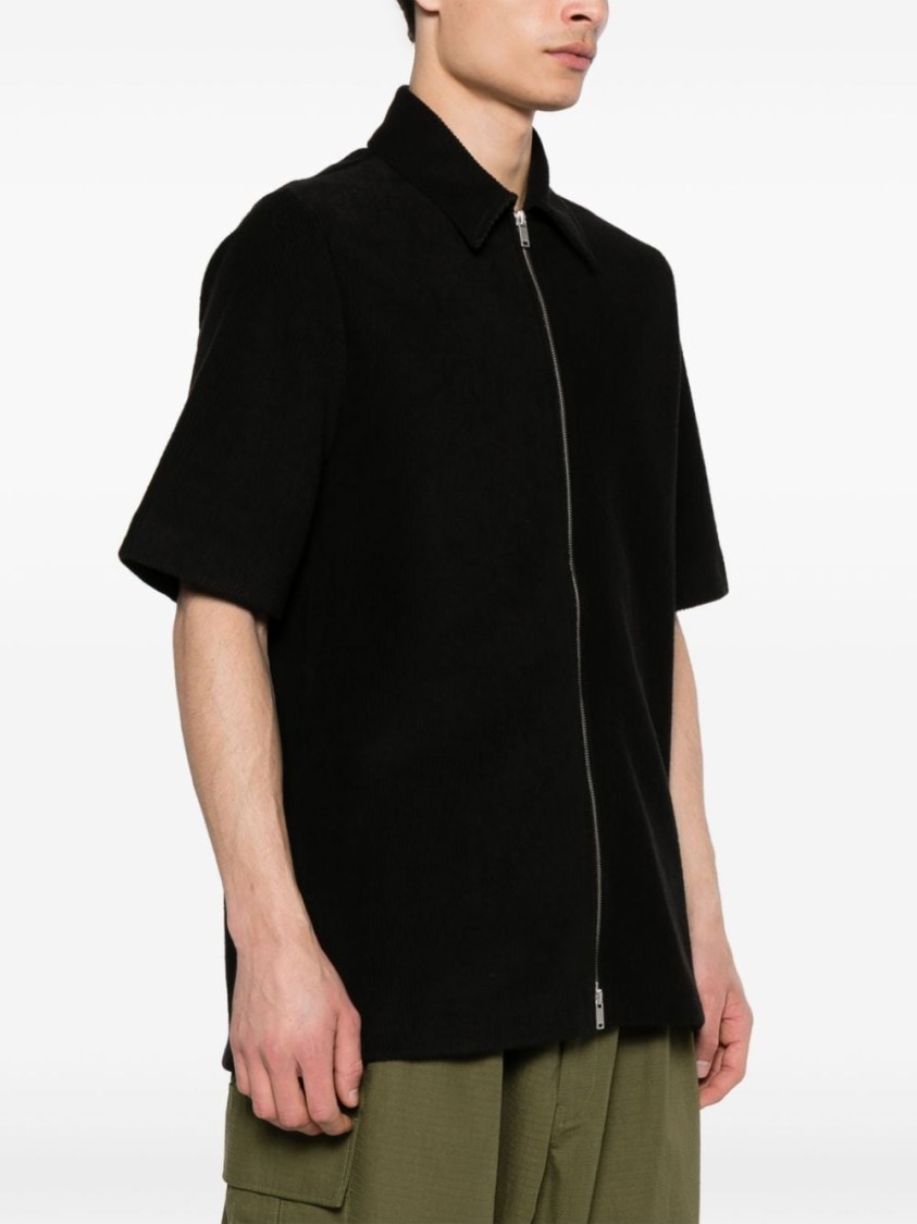 Shop Jil Sander Zip Shirt With Logo In Black