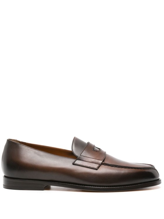 Shop Doucal's Walnut Brown Leather Loafers